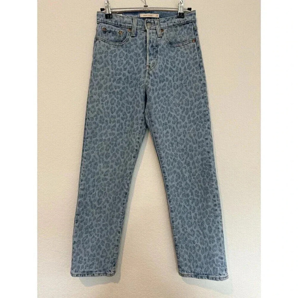 Levi's Wedgie Straight Jeans Womens 24 Leopard Print High Rise - Picture 3 of 9